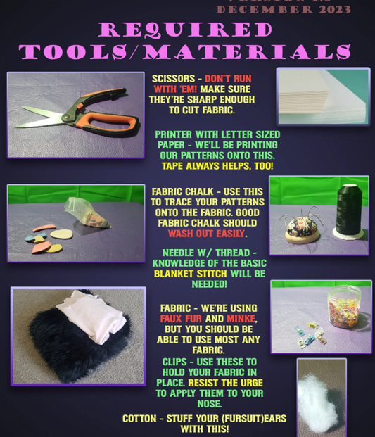 Fursuit Rabbit Ears Pattern Template PDF