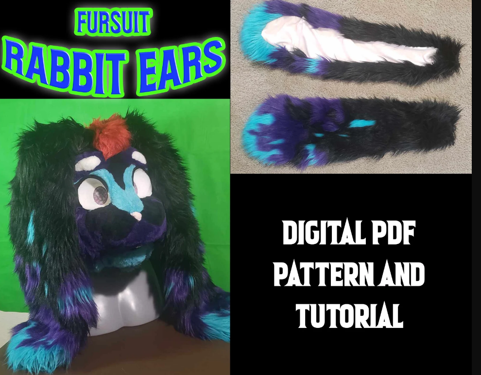 Fursuit Rabbit Ears Pattern Template PDF