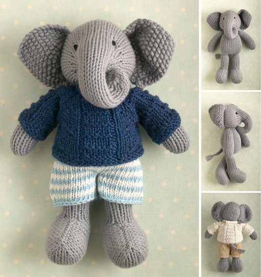Wellington the elephant toy knitting pattern