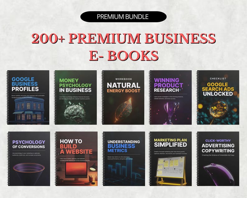 200+ Business Ebooks Bundle: Digital Marketing, Dropshipping (Digital Download)
